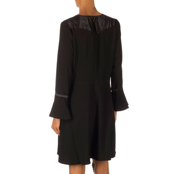 Scotch & Soda Maison Paris Flare Bell Sleeves Little Black Mini Dress Medium - Picture 3 of 14